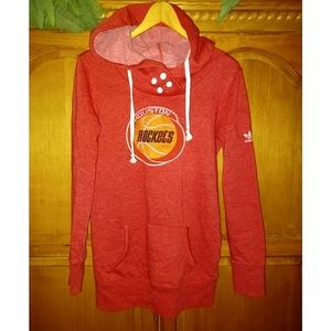 Adidas Team | Houston Rockets Red Logo Drawstring Snap One-Pocket Sweat Hoodie